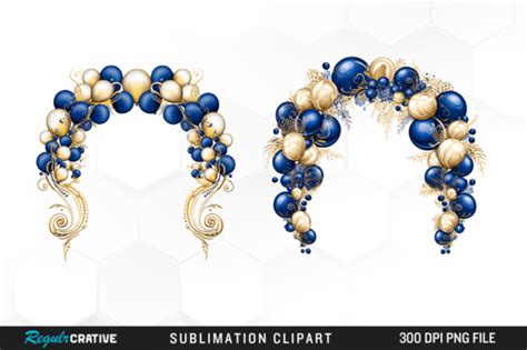 Royal Blue And Gold Balloon Arch Clipart Graphic By Regulrcrative