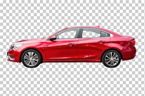 Premium Psd Red Sedan Car Side View On A Transparent Background
