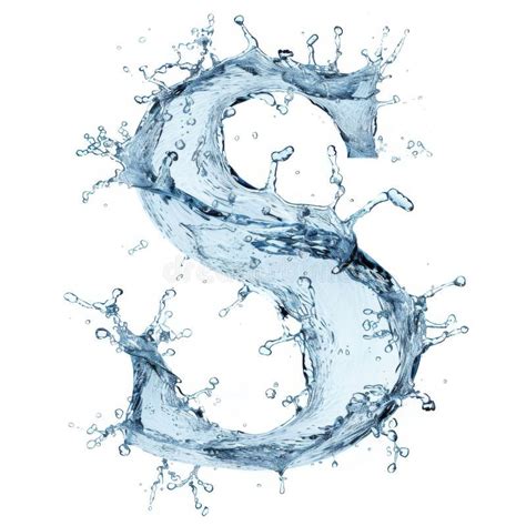 Textura De La Letra Latina Del Hielo Del Agua Y Salpicaduras En Fondo Blanco Stock De