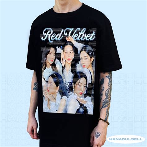 Redvelvet Korean Vintage Bootleg Oversized Unisex Black Shirt Kpop Dtg