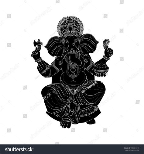 Silueta Negra De Ganesha Dios Hind Vector De Stock Libre De