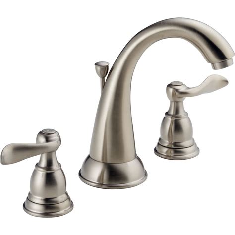 Delta Foundations 8 Inch Widespread 2 Handle High Arc Bathroom Faucet In Stainless Finish The