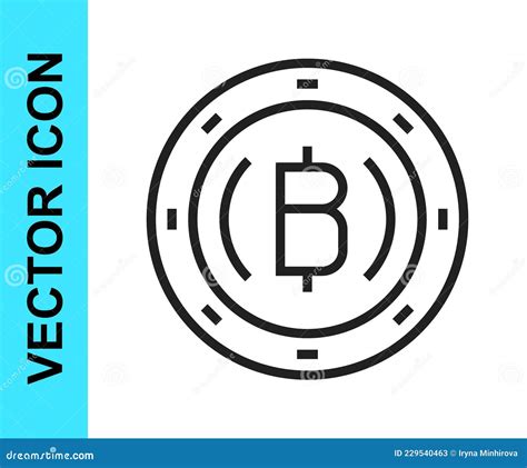 Línea Negra Criptodivisa Icono De Bitcoin De Moneda Aislado En Fondo