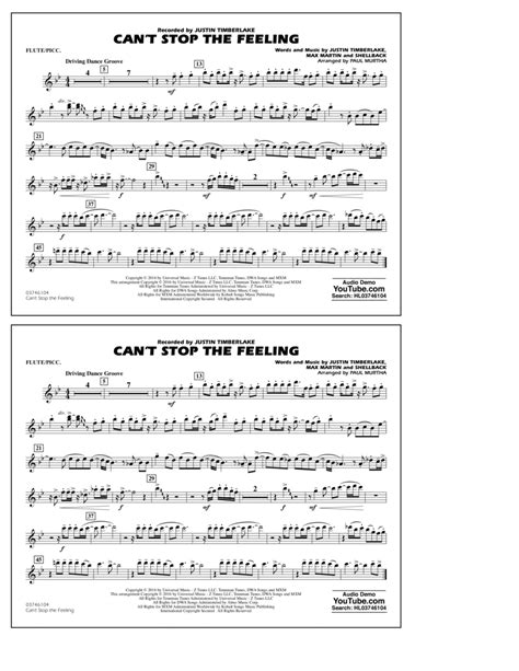 Can T Stop The Feeling From Trolls Flute Piccolo By Justin