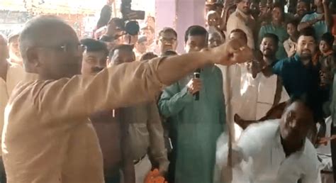 WATCH Chhattisgarh CM Bhupesh Baghel Gets Whipped As Part Of Gauri