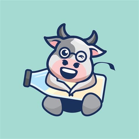 Vache Mignonne Tenir Une Illustration De Dessin Anim De Mascotte De