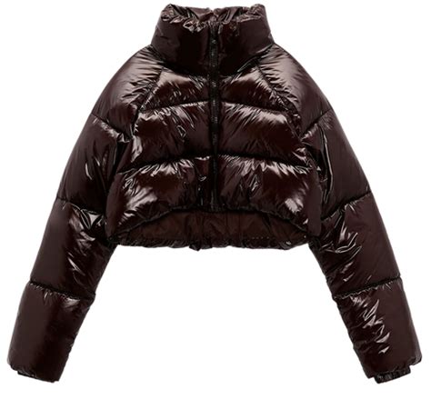 ZARA SHINY CROPPED PUFFER JACKET Brown ZARA United States ShopLook