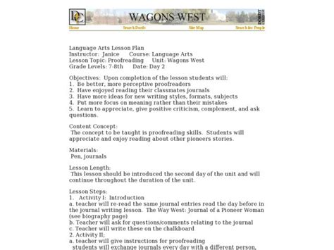 Wagons West Proofreading Lesson Plan For 7th 9th Grade Lesson Planet