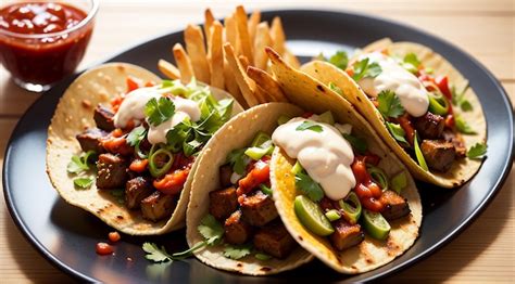 Premium Ai Image Mexican Tacos With Red Chili Sauce