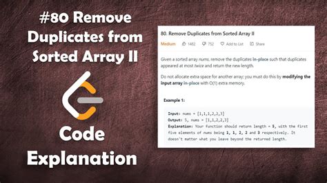 Remove Duplicates From Sorted Array Ii Live Coding With Explanation