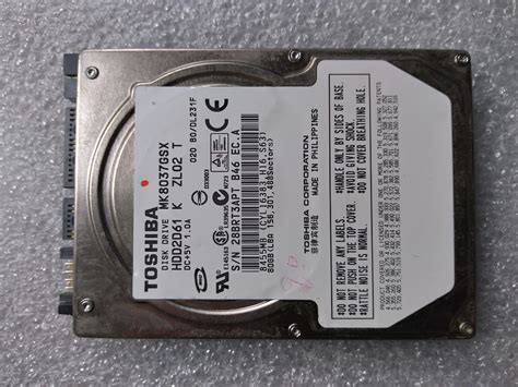 Yahoo オークション TOSHIBA MK8037GSX 2 5インチHDD正常判定80GB