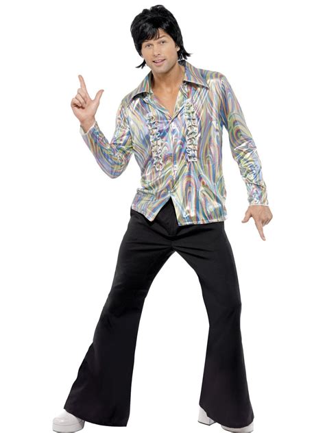 Psychedelic Shirt Retro Disco Flares Costume Mens Hippy S S