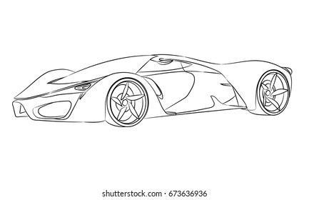 Vector Outline Supercar: เวกเตอร์สต็อก (ปลอดค่าลิขสิทธิ์) 673636936 ...