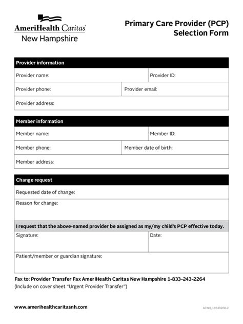 Fillable Online Primary Care Provider PCP Selection Form Members