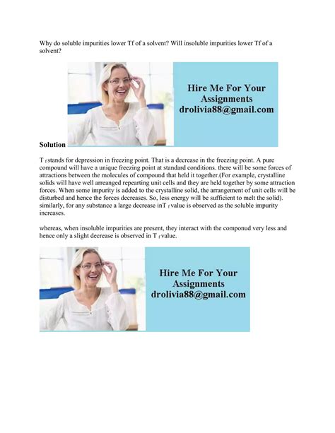 Why do soluble impurities lower Tf of a solvent- Will insoluble impuri.docx