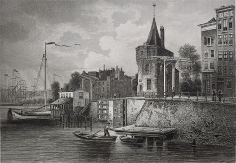 PRINS HENDRIKKADE Schreierstoren Terwen 1858 Antieke Staalgravure