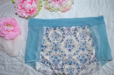 Blue Mesh Panties Floral Panties Blue Lingerie High Waisted Etsy