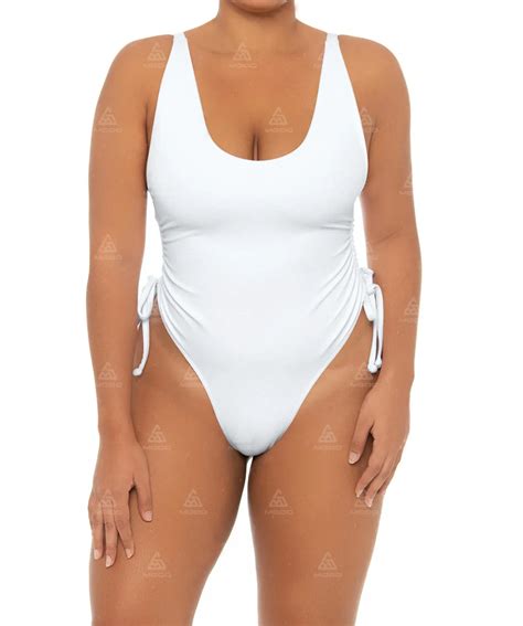 PLUS10 Thickened double straps side waist tightening one-piece swimsuit