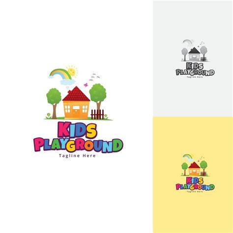 Kids Playground With Kindgarten House Concept Logo Template 11718193