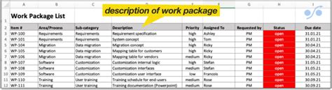 Use This Work Package Template To Track The Big Stuff In Excel