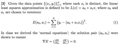 Solved [3] Given The Data Points { Xi Yi }i 1n Where Each Xi