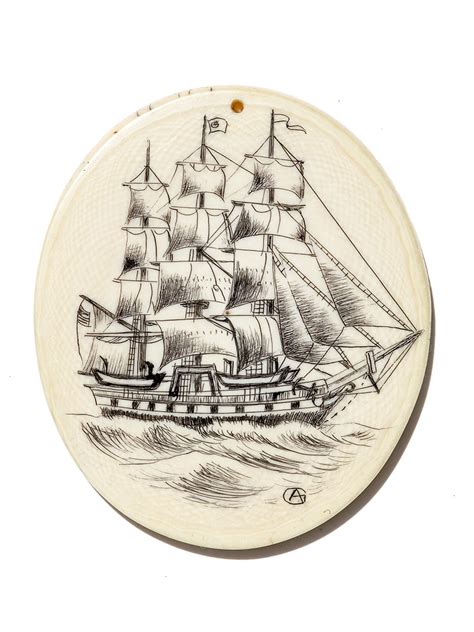 A. Geiger Artist - Double Sided Scrimshaw Pendant - Scrimshaw Collector