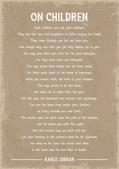 Kahlil Gibran On Children Poem Art Print Etsy