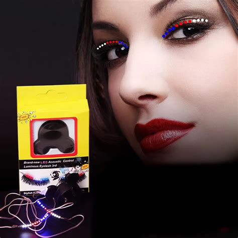 1pair Flashes Led Eyelash Waterproof Glowing Eyelid Tape Colorful Voice Control Eyelash Lamp