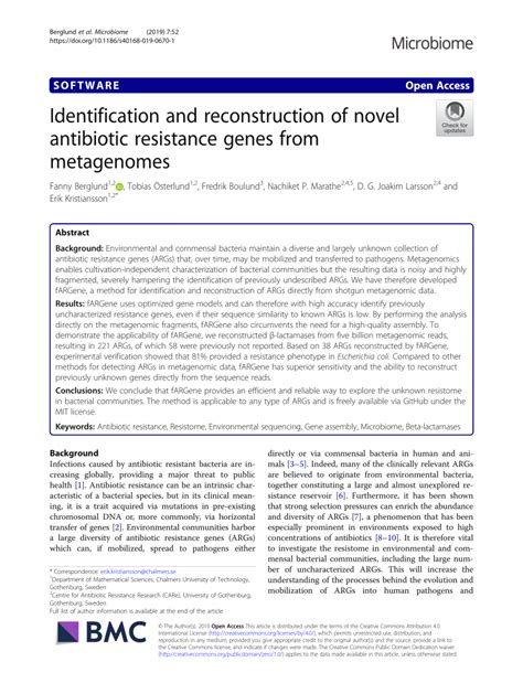 Pdf Identification And Reconstruction Of Novel Antibiotic Resistance