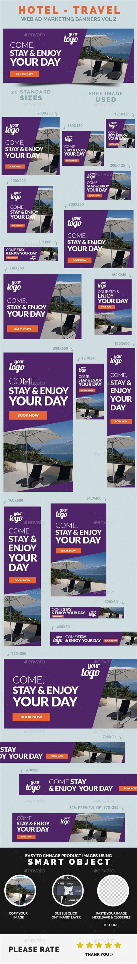 Hotel Travel Web Ad Marketing Banners Vol 2 Web Ads Web Banner