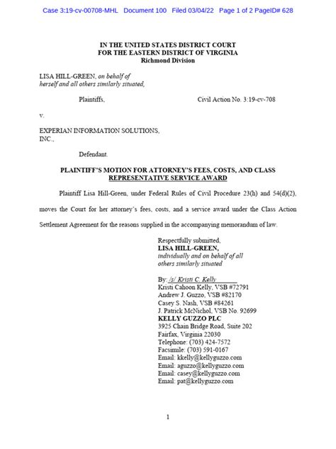 Plaintiffs Motion For Attorneys Fees Costs And Class Representative