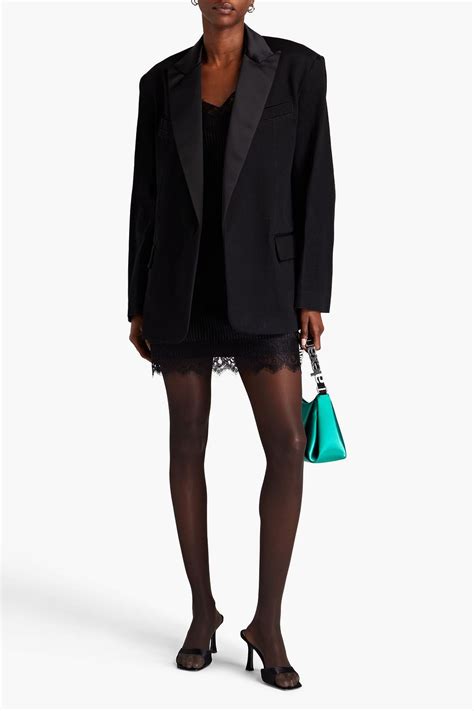 ALEXANDER WANG Satin Paneled Denim Blazer THE OUTNET