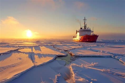 Premium Photo Icebreaker Boat In Sea Ice