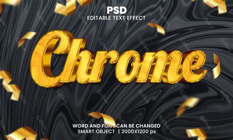 Chrome Black And Gold 3d Text Effect Photoshop Premium Psd File