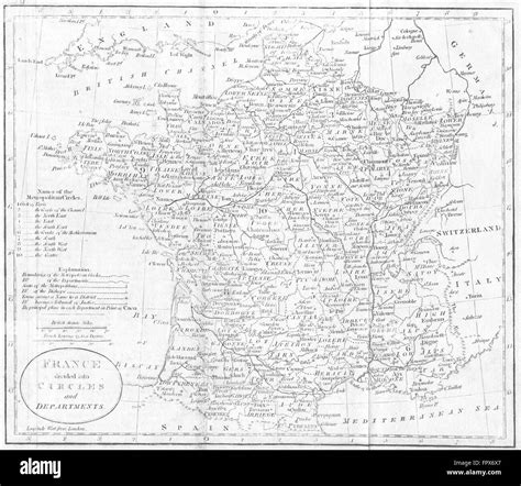 France Circles And Departments Guthrie 1801 Antique Map Stock Photo