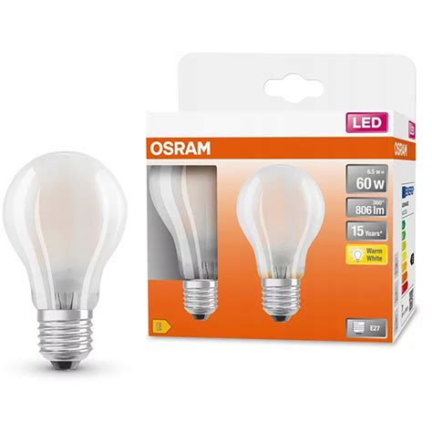 2x Żarówka Led A60 E27 6 5w 60w 806lm Osram 2700k Led Star Cl A Gl Fr