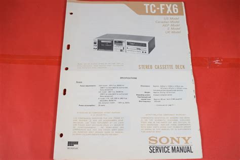 Service Manual Sony Tc Fx Cassette Deck