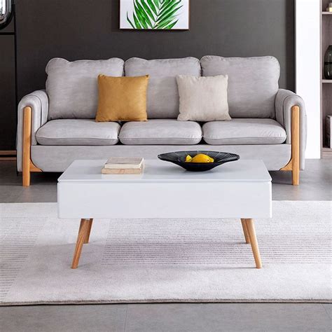 Lift-Top Modern White Coffee Table with Storage | Homary | Coffee table, Coffee table white ...