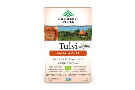 Ceai Tulsi Busuioc Sfânt cu Masala Chai Organic India 18 plicuri