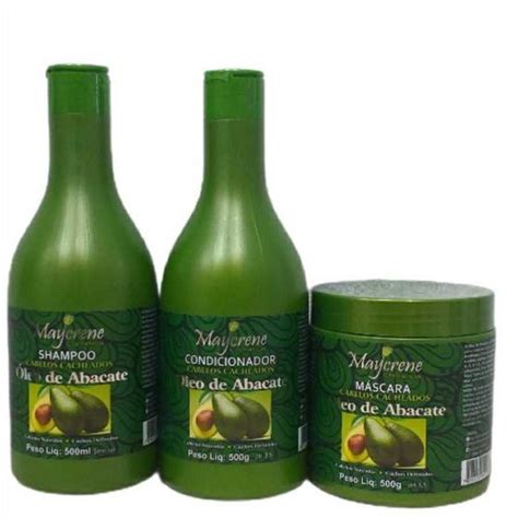 Kit Capilar Óleo De Abacate Cabelos Cacheados Maycrene Shampoo