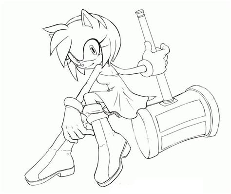 Coloriage Amy Rose et Marteau télécharger et imprimer gratuit sur