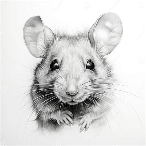 Realistic Mouse Portrait Tattoo Drawing with High Contrast and 3d Effect Stock Illustration ...