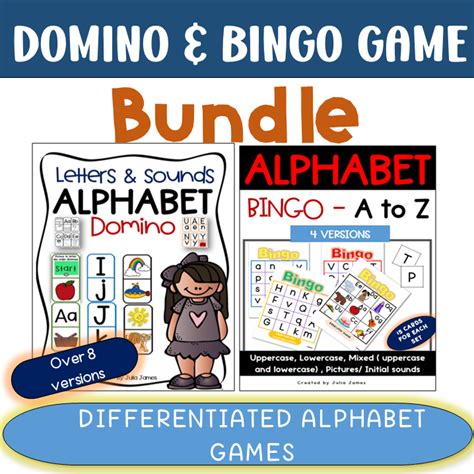 Alphabet Domino And Bingo Game Bundleletter Recognition And Beginning