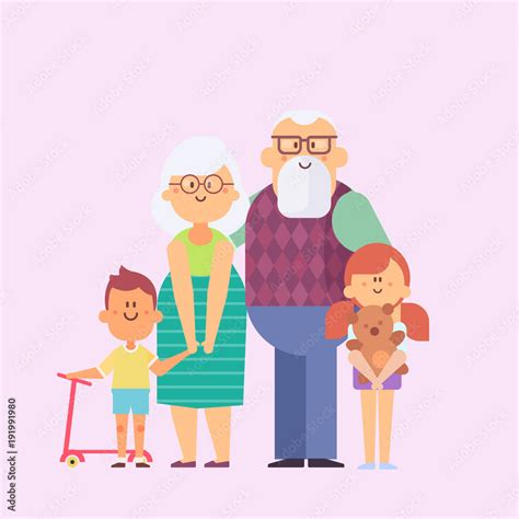 Grandparents and grandchildren. Happy grandparents with their ...