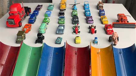 A Convoy Of Disney Pixar Cars Minicars Falls Into The Water Lightning