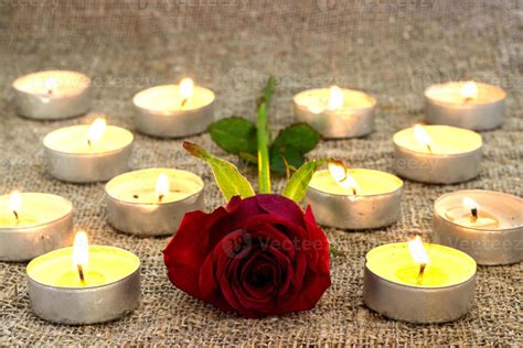 Red rose,petals with candle 15830341 Stock Photo at Vecteezy