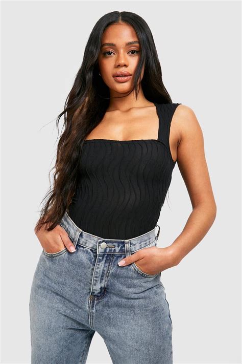 Womens Textured Ripple Rib Cap Sleeve Bodysuit Boohoo Uk