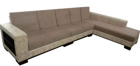 Velvet Seater Wooden L Shape Sofa Set Without Lounger At Rs