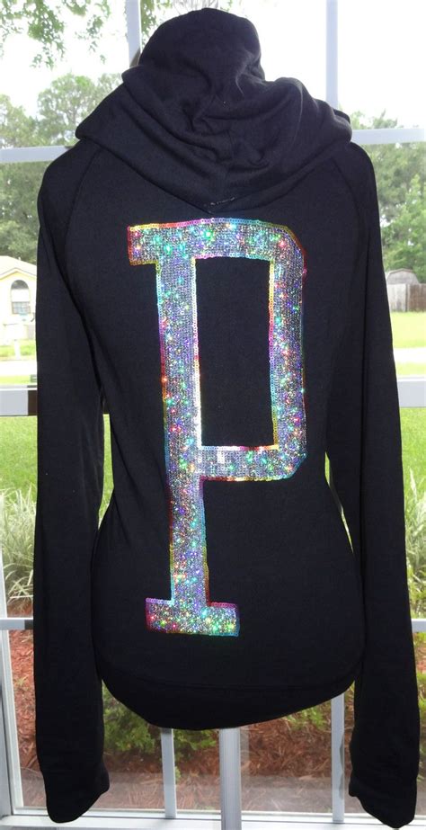 Victoria Secret Pink Bling Rainbow Sequin Zip Hoodie Victoria Secret Pink Pink Sweater