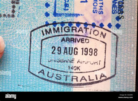 Immigration Stamp At Brisbane Airport Australia Stamped In British